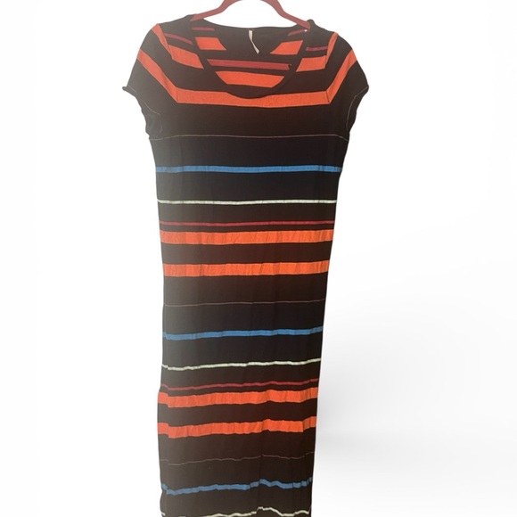Free People Too Legit Split Side Maxi Dress
Black with Rainbow Stripes Multi - Picture 3 of 4